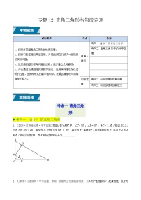 备战2025年中考数学真题汇编特训(江苏专用)专题12直角三角形与勾股定理(原卷版+解析)