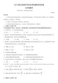 2025年上海市松江区初三二模数学试卷和答案