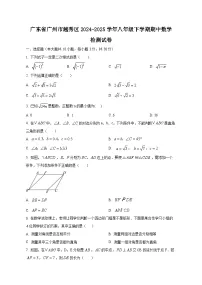 广东省广州市越秀区2024-2025学年八年级下学期期中考试数学检测试卷（含答案）