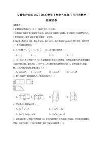 安徽省合肥市2024-2025学年下学期九年级4月月考数学检测试卷1（含答案）