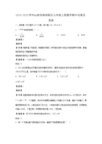 2024-2025学年山东济南济阳区七年级上册数学期中试卷及答案