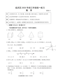 2025届北京市延庆区初三一模 数学试题及答案