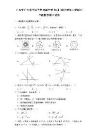 广东省广州市中山大学附属中学2024-2025学年下学期七年级 数学期中试卷（含解析）