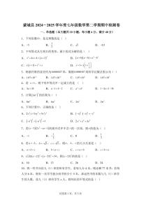 2024-2025学年安徽省亳州市七年级下学期4月期中数学试题（含答案）