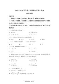 2024-2025学年河南省洛阳市嵩县七年级下学期期中考试数学试卷（含答案）