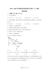 2024-2025学年广东省深圳市七年级下学期期中数学试卷（含答案）