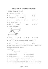 2024-2025学年广东省湛江市雷州市七年级下学期4月期中考试数学试题（含答案）