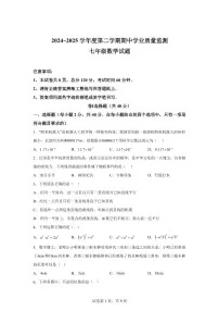 2024-2025学年河北省保定市七年级下学期期中考试数学试卷（含答案）