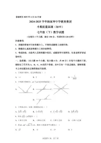 2024-2025学年重庆市渝中区七年级下学期期中考试数学试题（含答案）