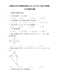 湖南省长沙市明德教育集团2024-2025学年八年级下学期期中考试 数学试题（含解析）