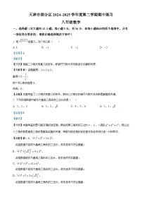 天津市部分区2024-2025学年下学期期中练习八年级 数学试卷（含解析）