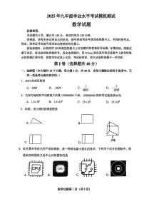 2025年山东省济南天桥区九年级二模数学试题（中考模拟）