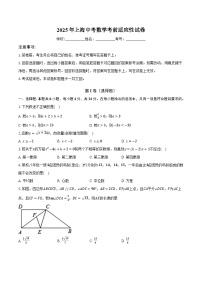 2025年上海中考数学考前适应性试卷