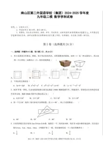 深圳南山区第二外国语学校(集团)2024-2025学年中考二模数学试题+答案