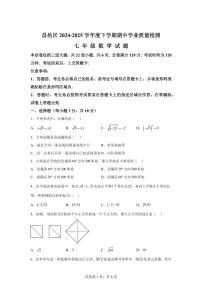 吉林省吉林市昌邑区七年级下学期期中数学检测试题（含答案）