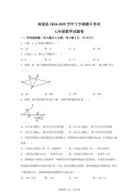 江西省抚州市南城县七年级下学期期中考试数学检测试题（含答案）