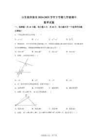 山东省济南市下学期七年级期中数学检测试题1（含答案）