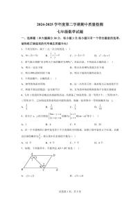 山东省济宁市任城区下学期期中考试七年级数学检测试题（含答案）