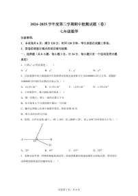陕西省陕西多校初中联考七年级下学期4月期中考试数学检测试题（含答案）