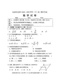 北京市北师大附中2024-2025学年第二学期八年级数学期中试卷