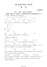 北京市第八中学2024-2025学年第二学期九年级数学3月月考考试试卷