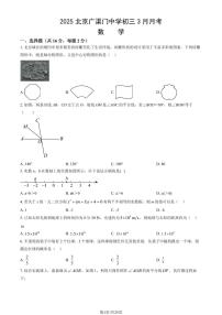 北京市广渠门中学2024-2025学年第二学期九年级数学3月月考考试试卷