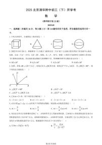 北京市清华附中2024-2025学年第二学期九年级数学开学考试试卷