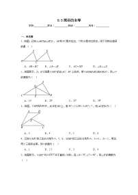 初中数学华东师大版（2024）七年级下册（2024）图形的全等复习练习题
