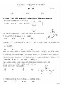 2025北京二十中初三5月月考数学试卷