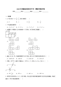 安徽省阜阳市2025届九年级下学期中考一模数学试卷(含解析)