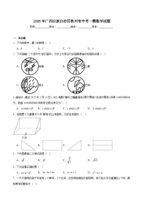 广西壮族自治区钦州市2025届九年级下学期中考一模数学试卷(含解析)