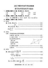 2025福建省漳州市九年级中考二检数学试卷数学试题（含答案）