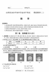 2025年山西省中考模拟晋一原创模拟测评（二）数学试卷（含答案）