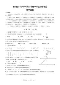 2025年四川省广安中学 中考适应性考试数学试题（中考模拟）