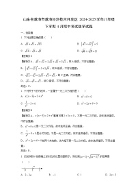 山东省威海市威海经济技术开发区2024-2025学年八年级下学期4月期中考试数学试卷（解析版）