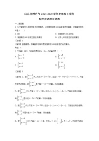 山东省潍坊市2024-2025学年七年级下学期期中考试数学试卷（解析版）