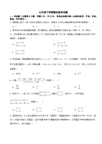 浙江省嘉兴市平湖市2025年七年级下学期期末数学试题及答案