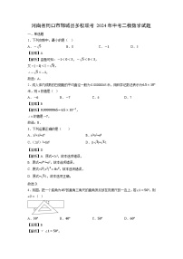 河南省周口市郸城县多校联考2024年中考二模数学试卷（解析版）