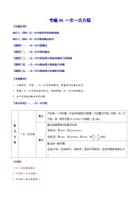 中考数学一轮复习之必考点题型全归纳与分层精练(全国通用)专题06一元一次方程(学生版+解析)
