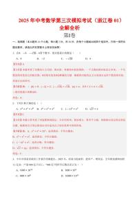 2025年中考数学第三次模拟考试数学(浙江卷01)(全解全析)