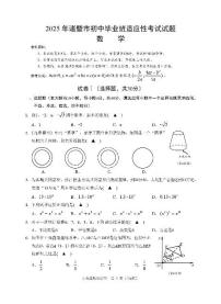 2025浙江金华市诸暨市中考二模数学试卷含答案