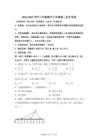八年级数学月考卷（鲁教版八下第6~9.5章）2024-2025学年初中下学期第三次月考（含答案）