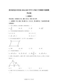 陕西省延安市富县2024-2025学年八年级下学期期中检测数学试卷（含答案）