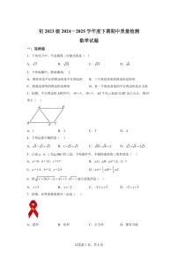 四川省南充市南部县2024-2025学年八年级下学期期中考试数学试题（含答案）