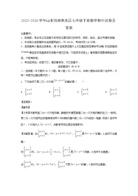 2023-2024学年山东济南莱芜区七年级下册数学期中试卷及答案