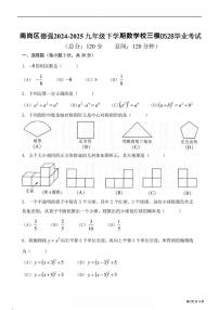2025年哈尔滨市德强中学九年级（下）校三模数学试卷及答案