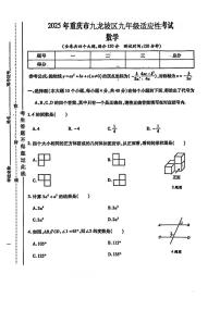 2025年重庆市九龙坡区九年级中考适应性考试数学试卷（中考模拟 ）