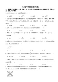 浙江省嘉兴市平湖市2025年八年级下学期期末数学试题及答案