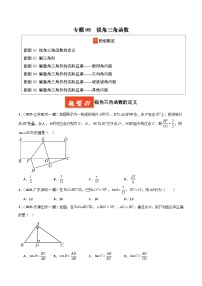 2025年中考数学专项复习讲义专题08 锐角三角函数（原卷版）
