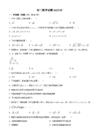 黑龙江省齐齐哈尔市2024-2025学年八年级下学期5月期中考试 数学试题